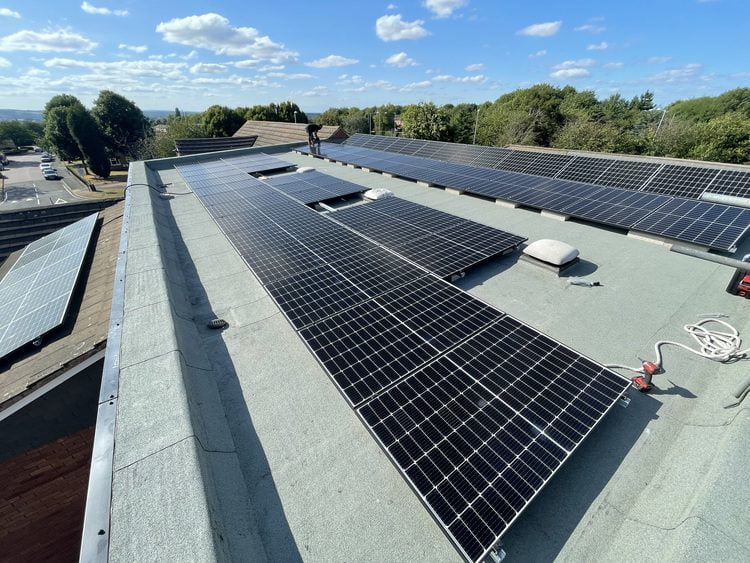 Solar panel installation at Sacred Heart Church buildings
