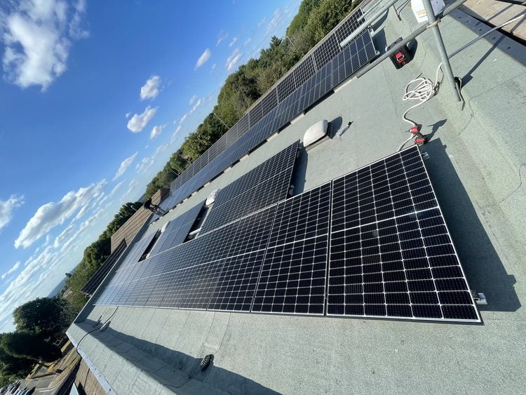 Solar panel installation at Sacred Heart Church buildings