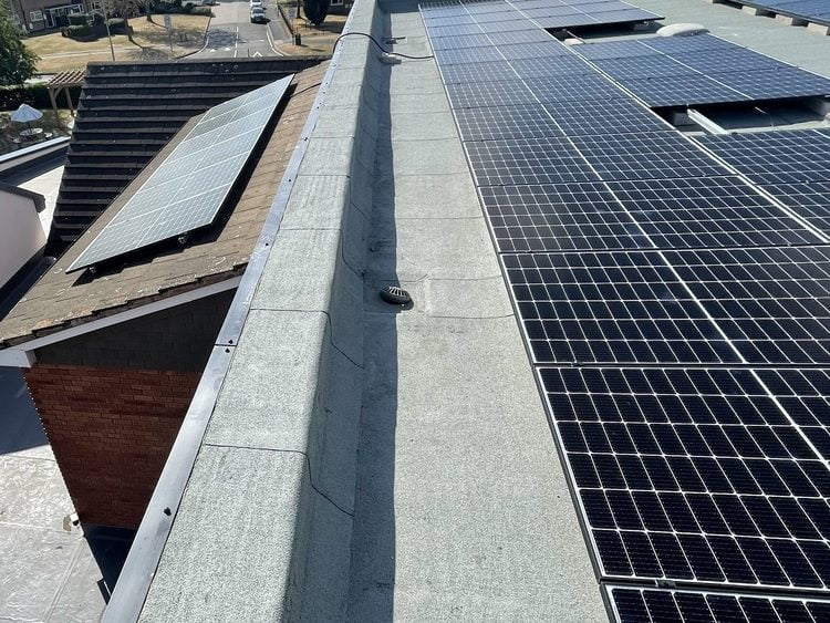 Solar panel installation at Sacred Heart Church buildings